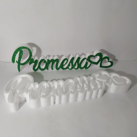 PORTACONFETTI PROMESSA SCRITTA ESTRAIBILE VERDE GLITTER 55x15x5cm