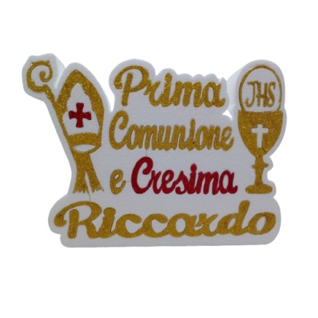 SCULTURA SCRITTA PRIMA COMUNIONE E CRESIMA IN POLISTIROLO con NOME PERSONALIZZATO 40 X 30 X 5 cm