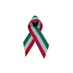 Fiocco Coccarda Tricolore Italia Misura 11 x 6,5 cm. Spilla sul Posteriore, Realizzato in Tessuto Gross-Grain