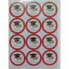 Etichette Adesive CAPPELLO TOCCO LAUREA Forma Tonda 4 cm diametro, 72 Pezzi, Unisex.