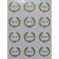 Etichette Adesive LAUREA CORONA DI ALLORO Forma Tonda 4 cm diametro, 72 Pezzi, Unisex.