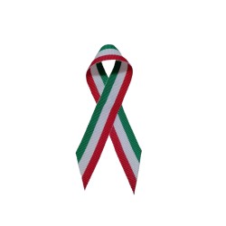 Fiocco Coccarda Tricolore Italia Misura 9 x 4,5 cm. Spilla sul Posteriore, Realizzato in Tessuto.