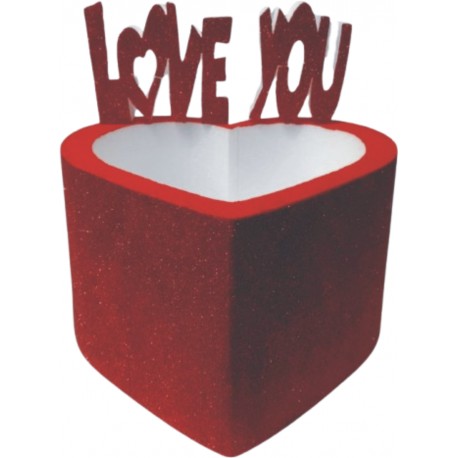 Scatola Regalo Cuore Rosso LOVE YOU 22 x 10 cm. Festa degli innamorati