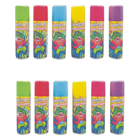 Bombolette Spray Stelle Filanti 12 pezzi 6 colori