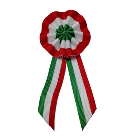 10 COCCARDA TRICOLORE IN TESSUTO CON SPILLA 5 x 12 cm
