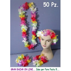 50 HAWAI KIT COLLANA CORONA BRACCIALE CAVIGLIERA 4 Pz. STOCK