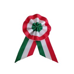COCCARDA TRICOLORE IST IN TESSUTO CON SPILLA 5 x 10 cm Baffo Largo