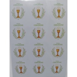 Etichette Adesive Prima Comunione Calice Centrale Forma Tonda 4 cm diametro, 72 Pezzi, Unisex