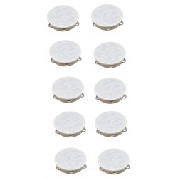 10 TAMBURELLI in LEGNO 10 cm diametro in LEGNO e SONAGLI in FERRO ARTIGIANALE