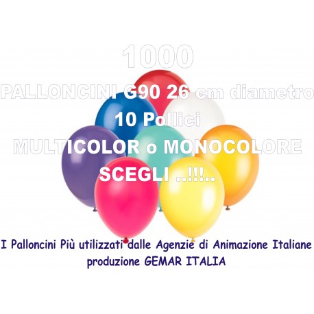 1000 PALLONCINI MULTICOLOR 10 Pollici 26 cm diam. colori pastello stock