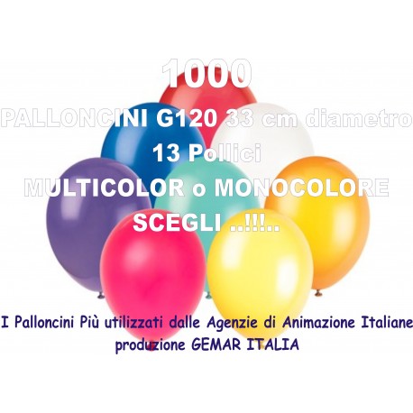 1000 PALLONCINI MULTICOLOR 13 Pollici 33 cm diam. colori pastello stock