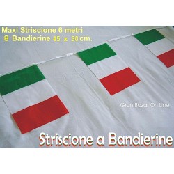 10 STRISCIONI a BANDIERINE ITALIA TRICOLORE da 6 m in TESSUTO PARTY FESTA 