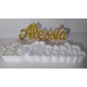 PORTACONFETTI CON CALICE + SCRITTA ORO PERSONALIZZATA IN POLISTIROLO GLITTER 2 in 1 PER OGNI EVENTO