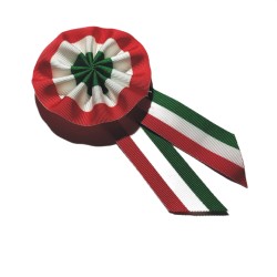 COCCARDA TRICOLORE IN TESSUTO CON SPILLA 7 x 14 cm