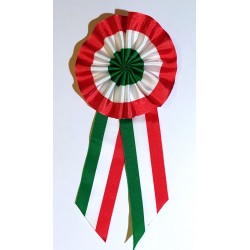 COCCARDA TRICOLORE IN TESSUTO CON SPILLA 10 x 23 cm