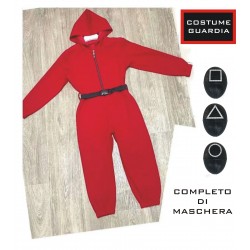 COSTUME GUARDIA TUTA ROSSA CON MASCHERA Taglia 12 Anni