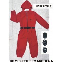 COSTUME GUARDIA TUTA ROSSA CON MASCHERA Taglia 6 Anni