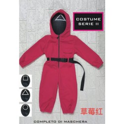 COSTUME GUARDIA TUTA ROSSA CON MASCHERA Taglia 10 Anni
