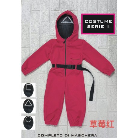 COSTUME GUARDIA TUTA ROSSA CON MASCHERA Taglia 10 Anni
