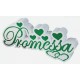 SCULTURA SCRITTA PROMESSA CON CUORI 45x30x5 cm