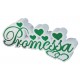 SCULTURA SCRITTA PROMESSA CON CUORI 45x30x5 cm