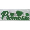 SCULTURA SCRITTA PROMESSA CON CUORI 45x30x5 cm